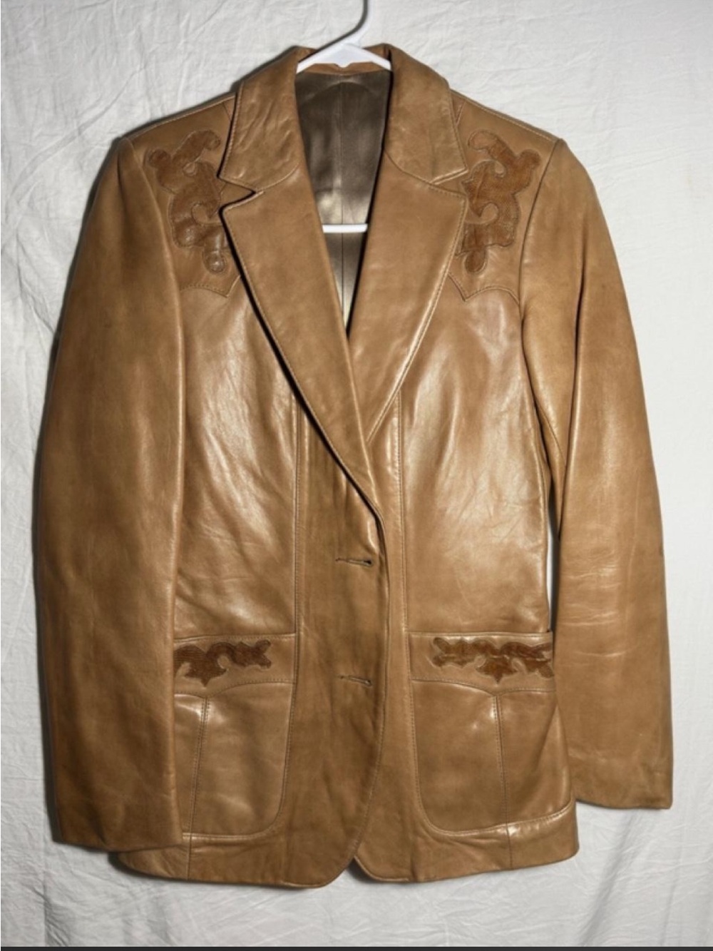 Vintage Lady Scully Genuine Leather Western Blazer Jacket Size 8